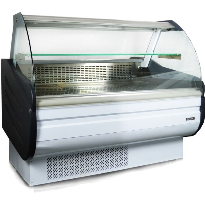 Blizzard BCG130WH White Serve Over Counter with Curved Display Glass.Product Ref:00625.Model:BCG130WH . π 3-5 Days Delivery