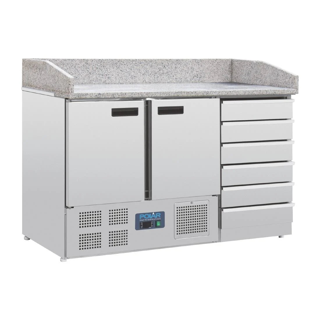 Polar G-Series Double Door Pizza Counter with Granite Top and Dough Drawers.Product Ref:00585.Model: CT425. 🚚 1-3 Days Delivery