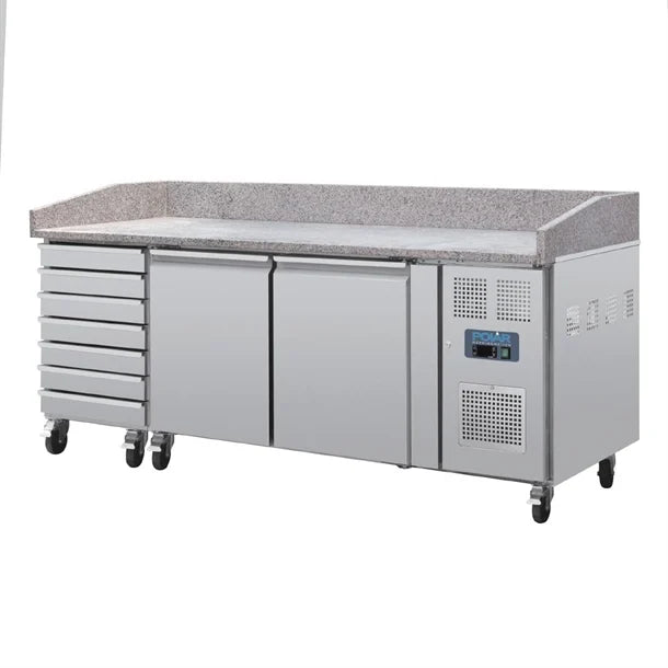 Polar U-Series Double Door Pizza Counter with Granite Top and Dough Drawers 428Ltr.Product Ref:00585.Model: UA080 . 🚚 1-3 Days Delivery