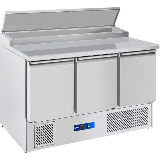 PRODIS EC-3PREP 3 DOOR COMPACT PREP TABLE, 8 X 1/6GN TOPPING WELL-Product Ref:00823.Model: EC-3PREP- 🚚 3-5 Days Delivery
