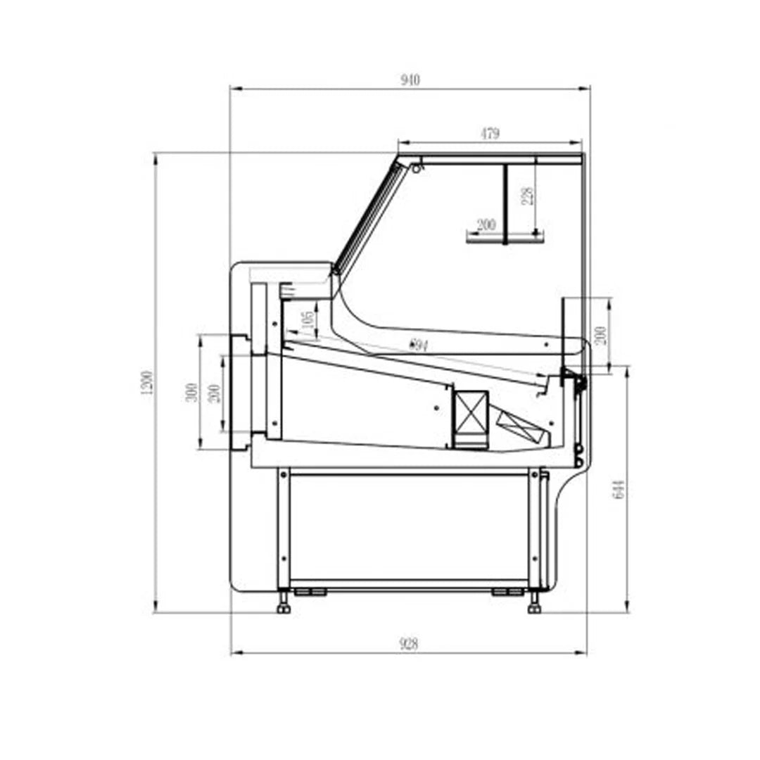 Serve over Deli counter Black front Straight glass front Width 1940mm.Product Ref:00868. MODEL: CUBA150M-F-🚚 3-5 Days Delivery