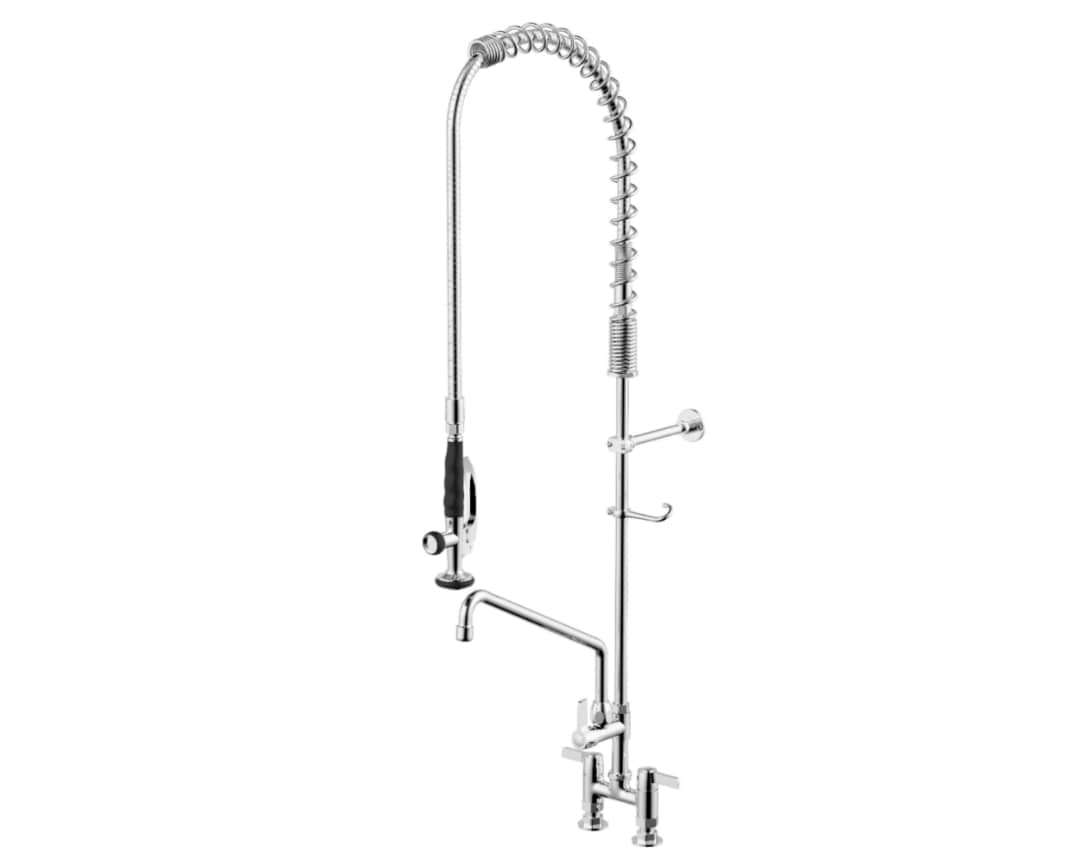 Pre Rinse Spray Unit with Swing faucet Deck mount Double inlet Height 1190mm Stainless. Product Ref:00651.Model: GD56093. 🚚 1-3 Days Delivery
