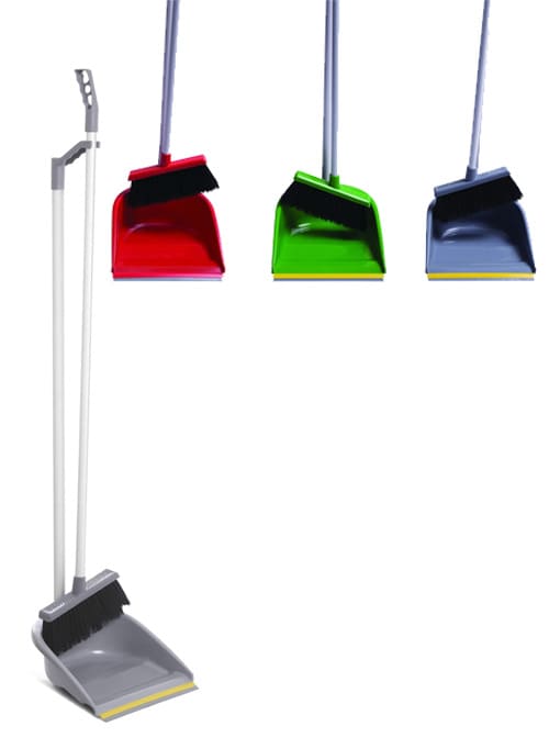 UPRIGHT LONG HANDLE DUSTPAN DUST PAN AND CLIP ON BRUSH SET SWEEPER BROOM CLEANER.Product ref:00338.
