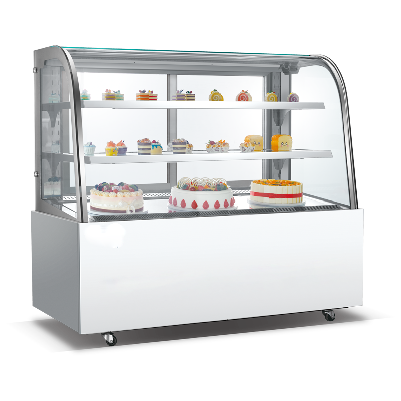 CAKE COUNTER CURVED GLASS 2 SHELVES 1200x760x1385mm.Product Ref:00630.Model:GDCS-12C . 🚚 3-5 Days Delivery