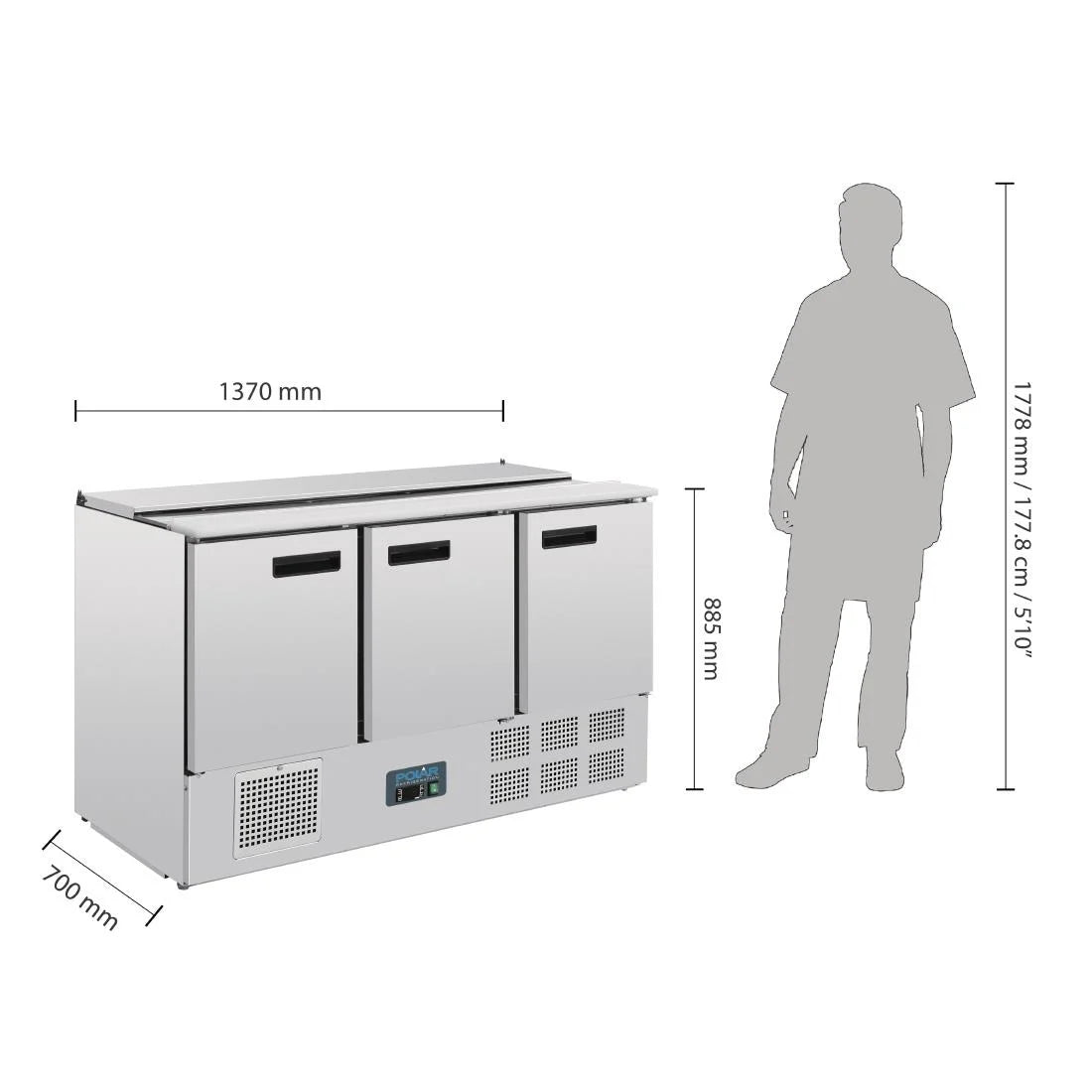 Polar G Saladette Counter Fridge 368Ltr.Product Ref:00587.Model: G607. 🚚 1-3 Days Delivery