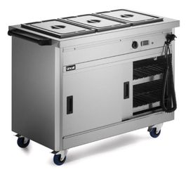 Lincat Panther P6B3 1205mm Wide Mobile Hot Cupboard With Bain Marie Top.Product Ref:00656.MODEL: P6B3🚚 4-5 Weeks Delivery