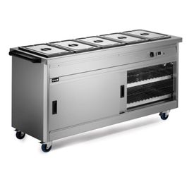 Lincat Panther P6B5 1855mm Wide Mobile Hot Cupboard With Bain Marie Top.Product Ref:00657.MODEL: P6B5🚚 4-5 Weeks Delivery