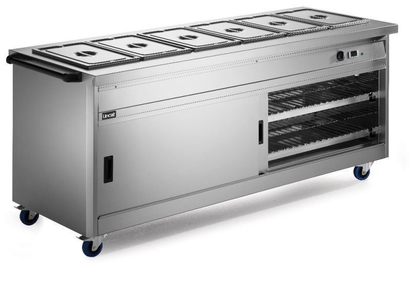 Lincat Panther P8B6 2180mm Wide Mobile Hot Cupboard With Bain Marie Top.Product Ref:00658.MODEL: P6B6🚚 4-5 Weeks Delivery