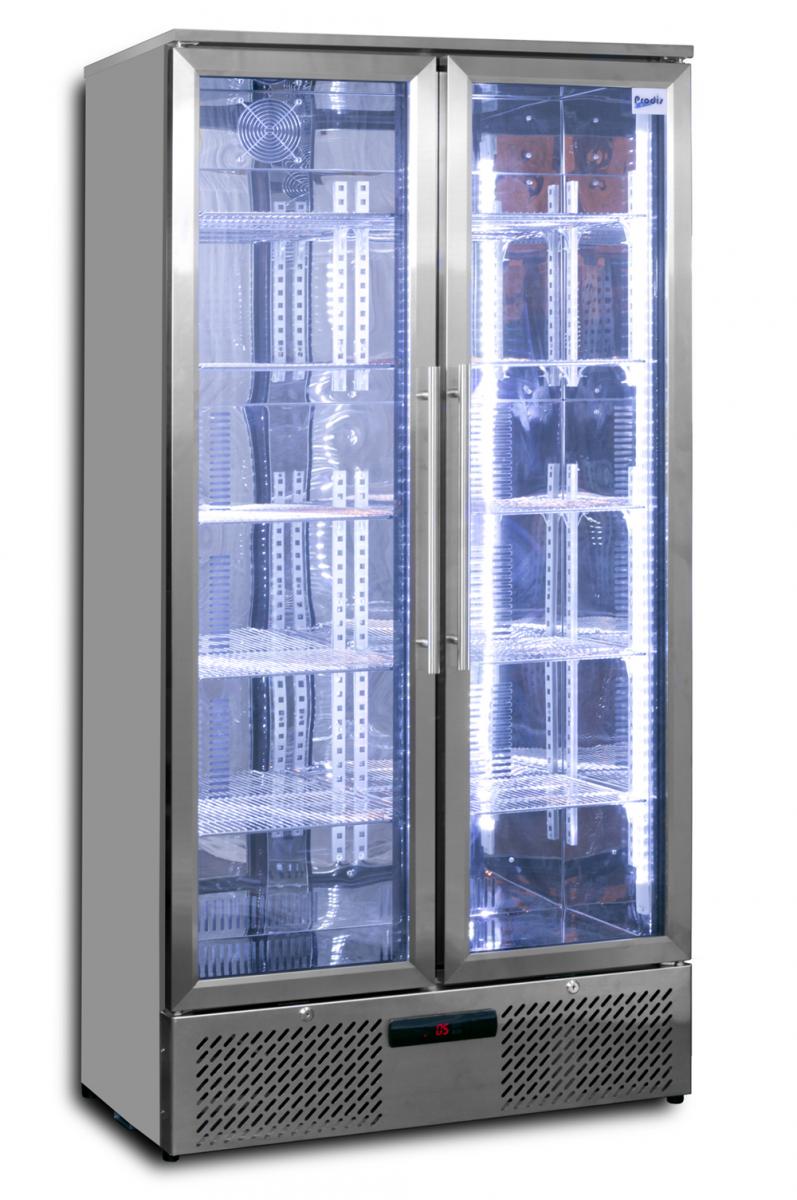 PRODIS NT20ST-HC DOUBLE DOOR STAINLESS STEEL FINISH UPRIGHT BOTTLE COOLER.Product ref:00170.Model: NT20ST-HC.🚚 3-5 Days Delivery