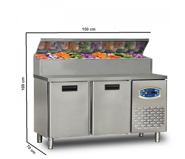 2 Door Refrigerated Sandwich & Pizza Prep Counter .Product Ref:00006.MODEL:22TBF2S-PA70-🚚 2-5 Days Delivery